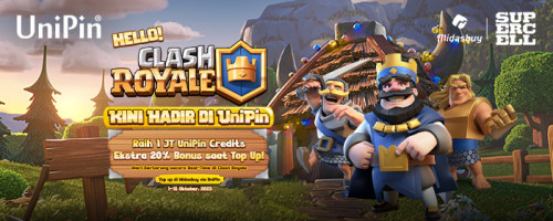 Rasakan Pertarungan Real-Time di Clash Royale bareng UniPin! Raih 1 JT UniPin Credits & Bonus 20% Gems!